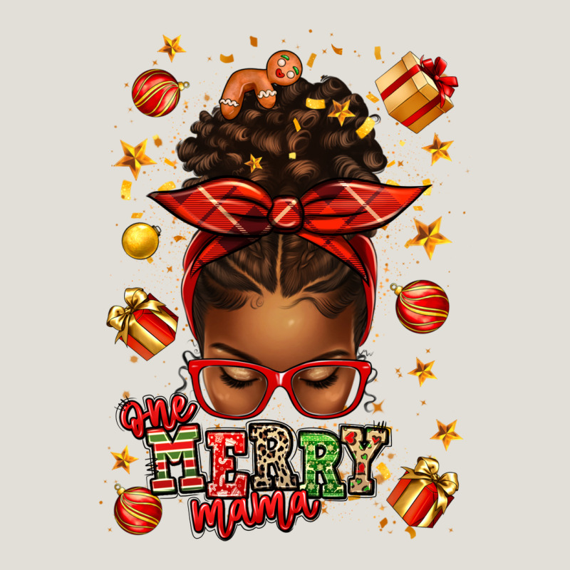 One Merry Mama Christmas Afro Messy Bun Heavy Core Tee by texasbilliewilder | Teevron