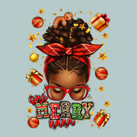 One Merry Nana Christmas Afro Messy Bun Heavy Core Tee | Teevron