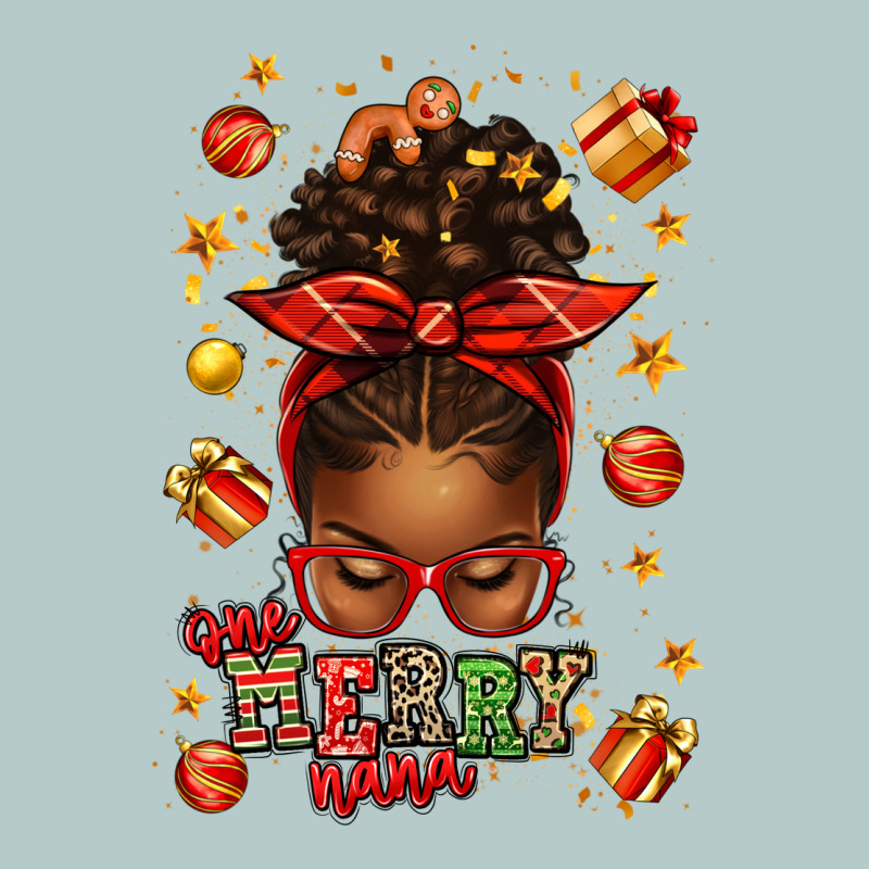 One Merry Nana Christmas Afro Messy Bun Heavy Core Tee by texasbilliewilder | Teevron