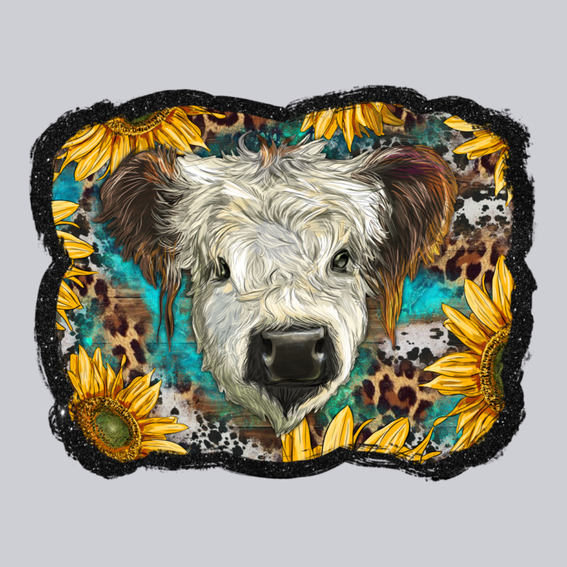 White Scottish Calf With Sunflowers Western  Background Heavyweight Sweatshirt by BarkalooDesign | Teevron