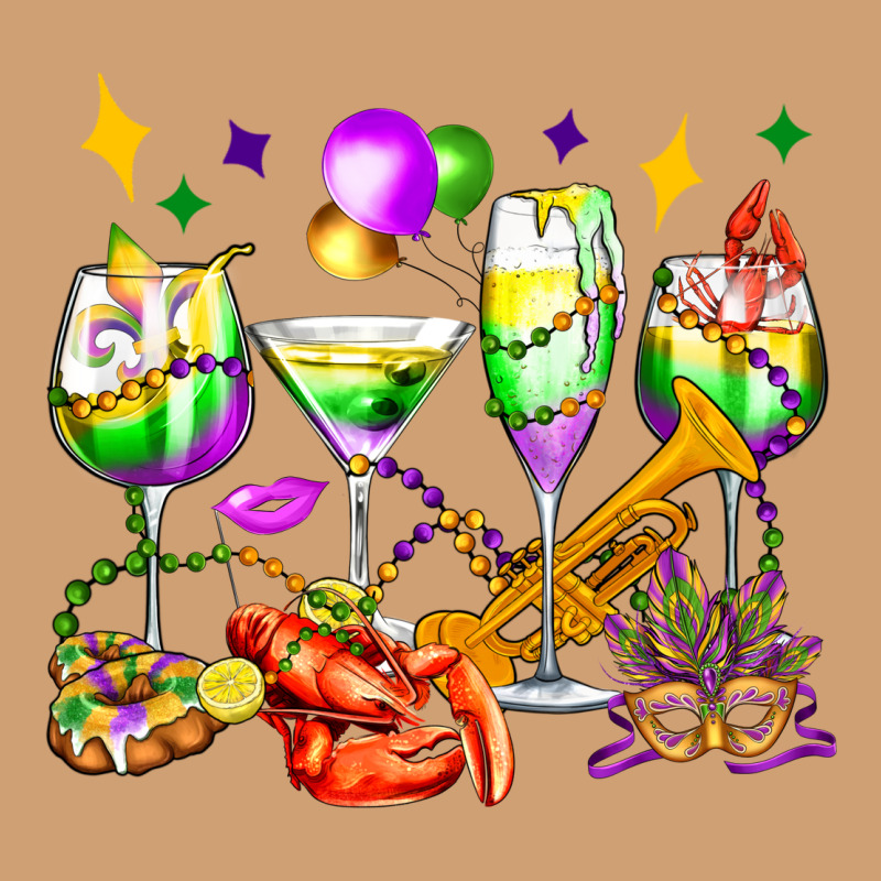 Mardi Gras Wine Glasses Olivia Vintage Tee by OliviaCreatesArt | Teevron