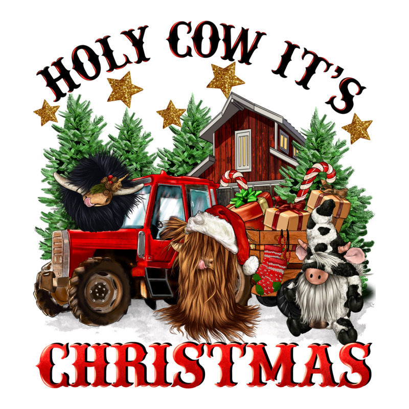Holy Cow Its Christmas Ladies Tee by CowGirlArtShop | Teevron