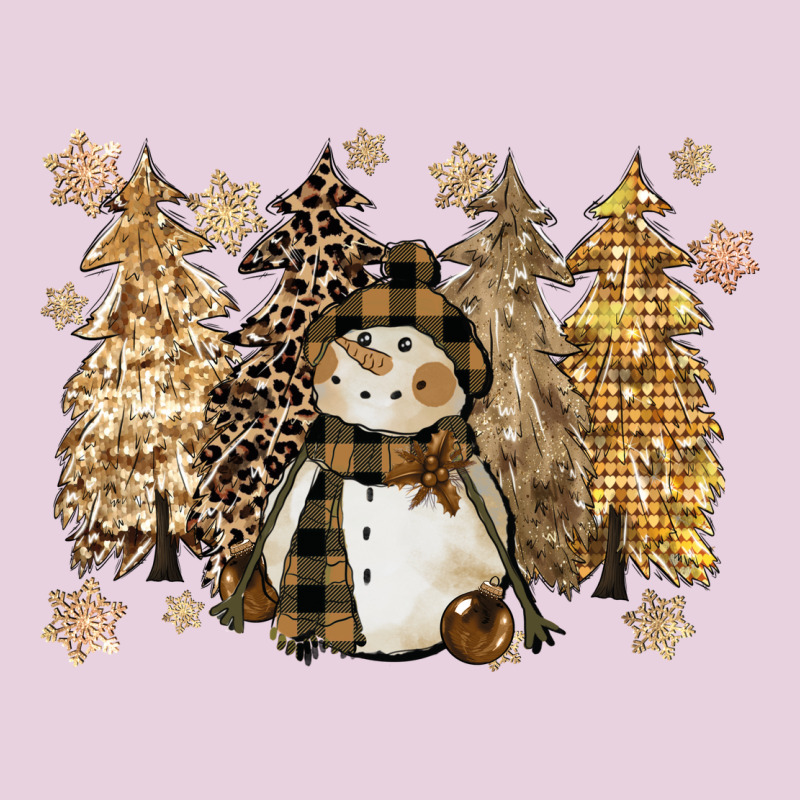 Snowman With Christmas Trees 11inches Ladies Tee by CowGirlArtShop | Teevron