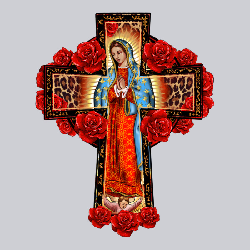 Lady Of Guadalupe Rose Cross, Heavyweight Sweatshirt by BarkalooDesign | Teevron