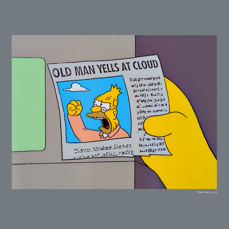The Simpsons Old Man Yells At Cloud Newspaper V1 Heavyweight Sweatshirt by PixelWave | Teevron