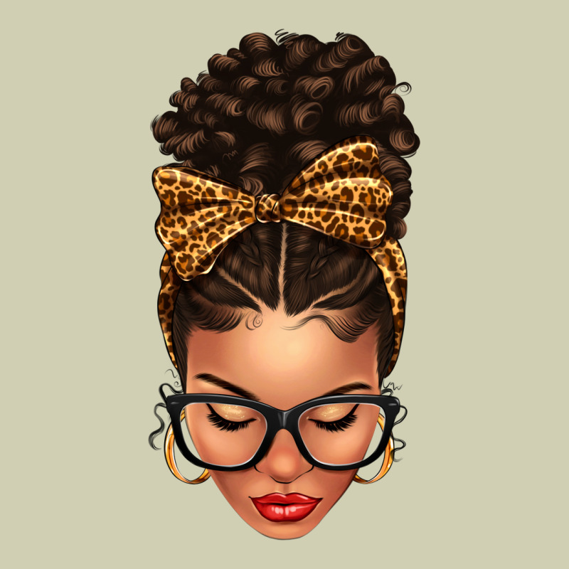Light Skin Afro Messy Bun Leopard Bow Heavy Core Tee by texasbilliewilder | Teevron