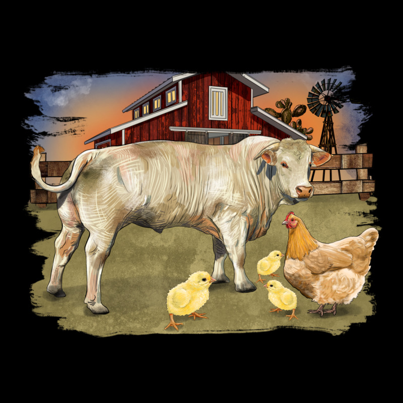 Charolaris Bull And Chicken In Barnyard Heavy Core Tee by RanaPortraitStore | Teevron