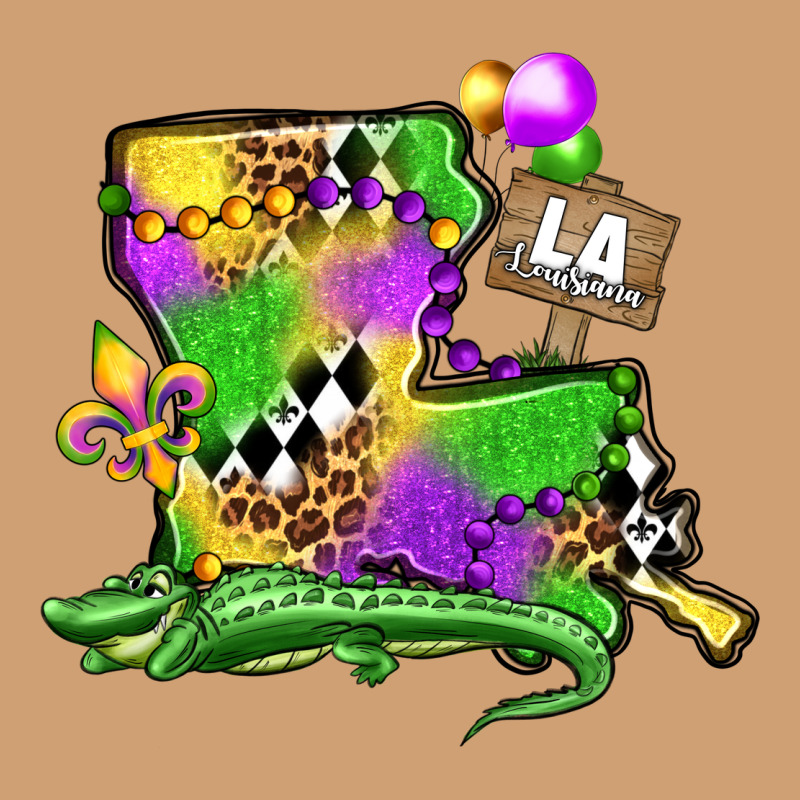 Louisiana Map Alligator Mardi Gras Olivia Vintage Tee by OliviaCreatesArt | Teevron