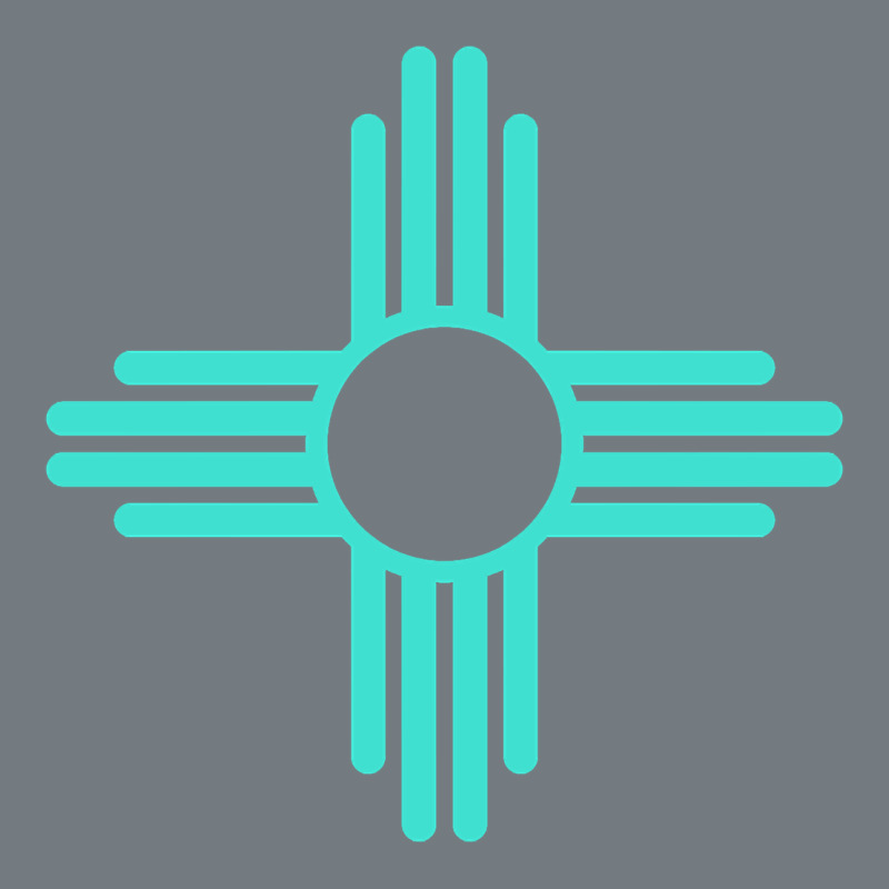 New Mexico Zia Sun In Turquoise Blue Heavyweight Sweatshirt by PixelFlow | Teevron