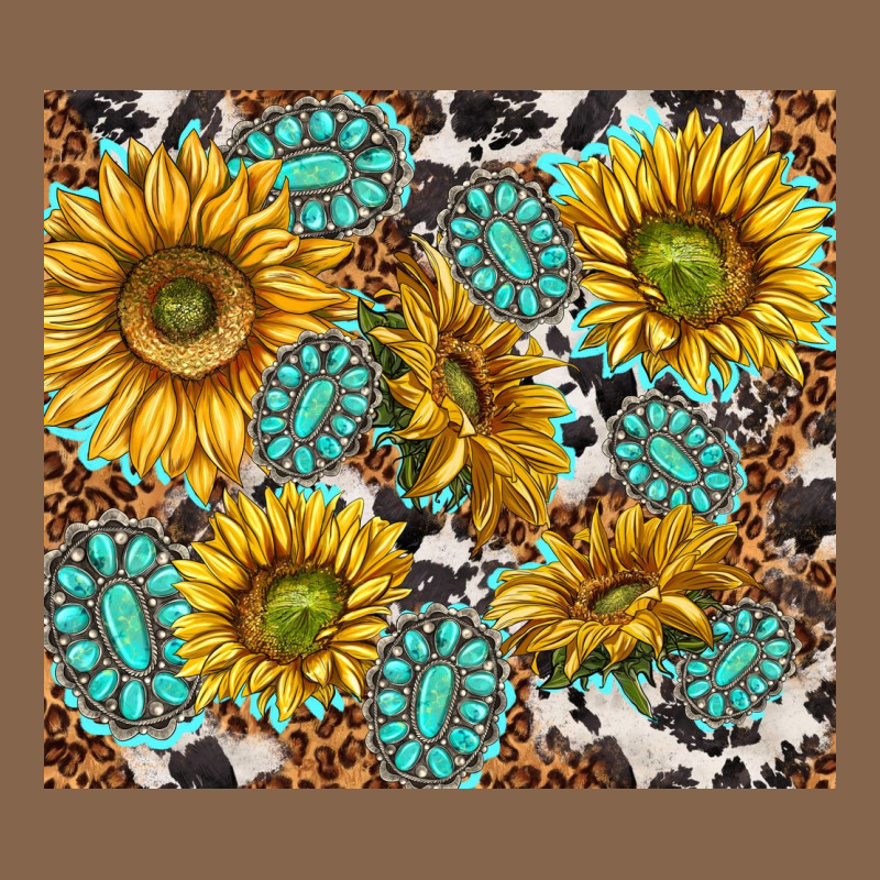 Turquoise Sunflowers With Gemstones Premium Tee by TumblerDesignByShophia | Teevron