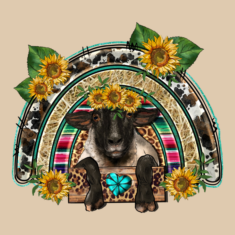 Suffolk Ewe Front Sunflowers Rainbow Heavyweight Sweatshirt by BarkalooDesign | Teevron