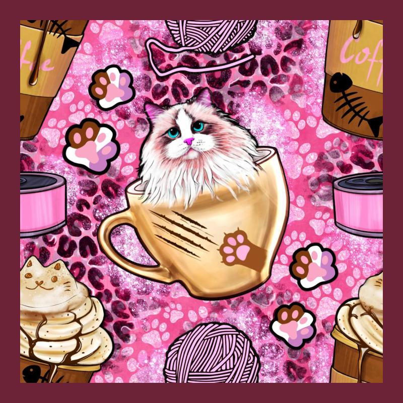 Cat Coffee Cups And Paw With Leopard And Glitter Seamless Pattern Bbs Long Sleeve Tee by BundleAndBundleShop | Teevron