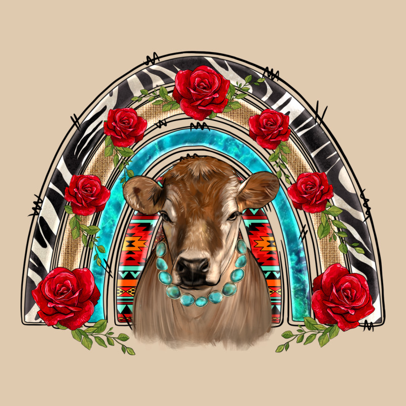 Brown Baby Cow Floral Rose Rainbow Heavyweight Sweatshirt by BarkalooDesign | Teevron