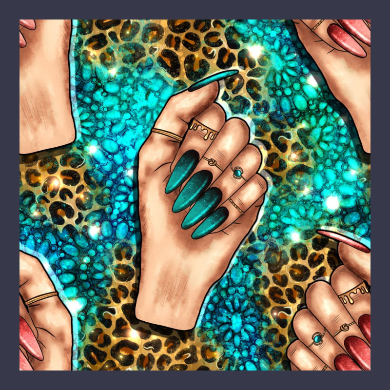 Nail Art With Leopard And Turquoise  Gemstone Seamless Pattern Bbs Long Sleeve Tee by BundleAndBundleShop | Teevron