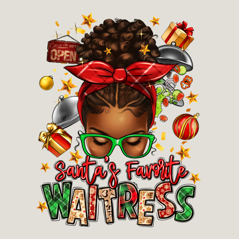 Santa's Favorite Waitress Messy Bun Heavy Core Tee by texasbilliewilder | Teevron