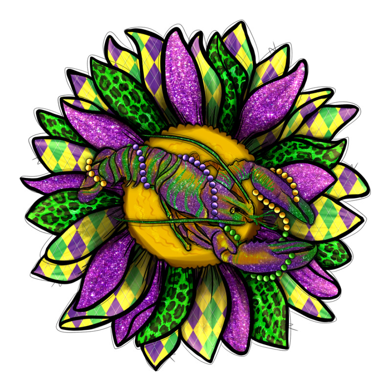 Mardi Gras Sunflower With Crawfish Long Sleeve Tee by BundleAndBundleShop | Teevron