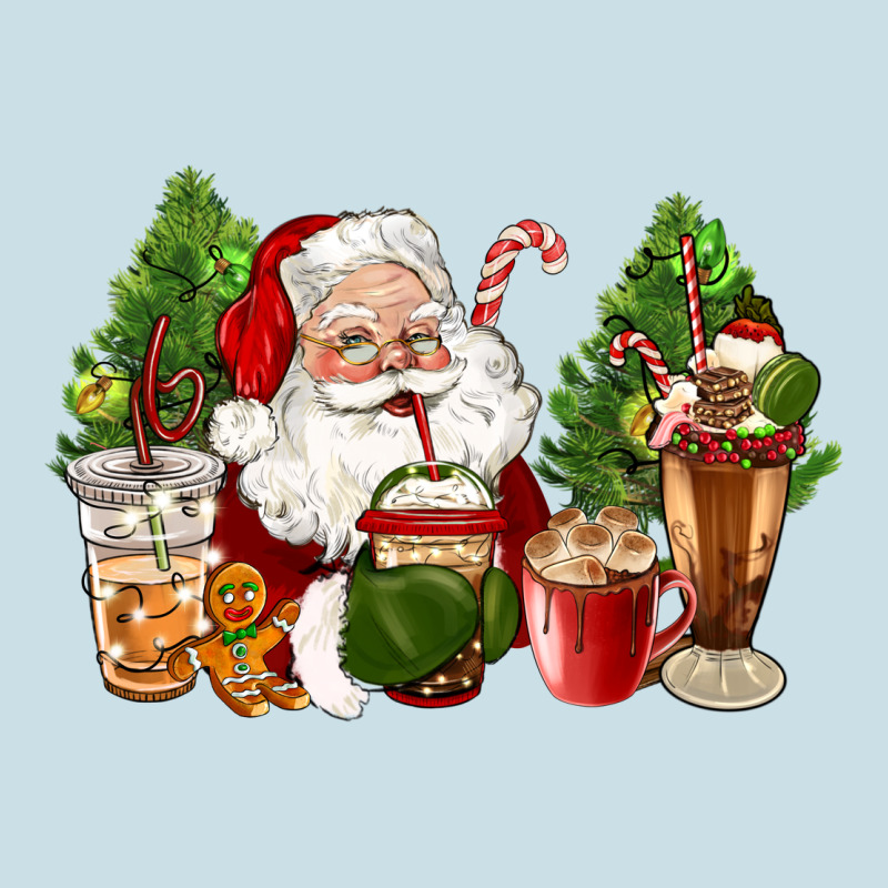 Santa Coffee Cups Christmas Ladies Tee by CowGirlArtShop | Teevron