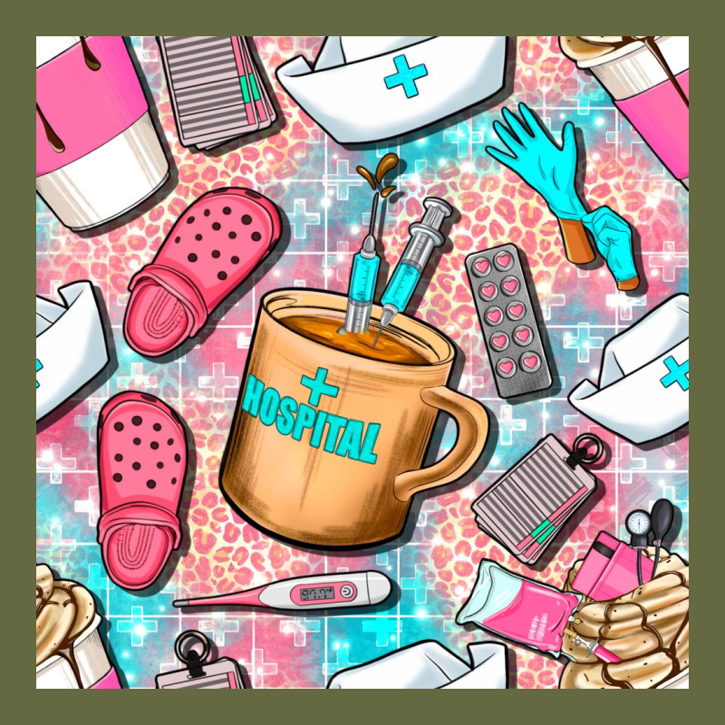 Hospital Nurse Coffee Cups With Leopard Seamless Pattern Bbs Long Sleeve Tee by BundleAndBundleShop | Teevron