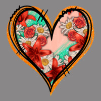 Floral Orange Glitter Heart Vintage Tee | Teevron