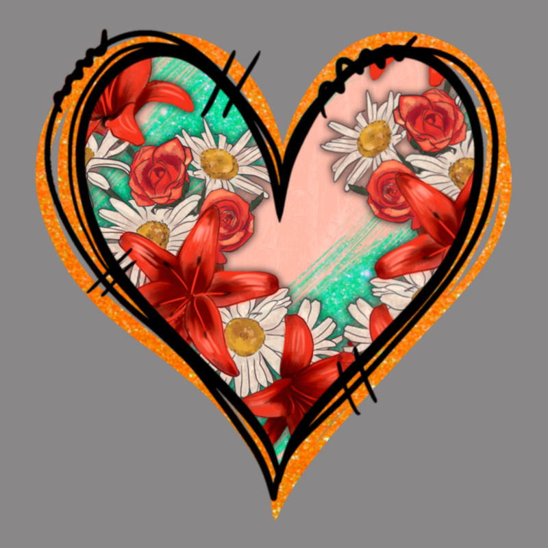 Floral Orange Glitter Heart Vintage Tee by Jasminsmagicworld | Teevron