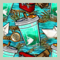 Fish Coffee Cups And Reeds With Paper Boat And Leopard Lake Seamless P Long Sleeve Tee | Teevron