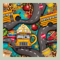 School Bus Coffee And Star With Leopard Seamless Pattern Bbs Long Sleeve Tee | Teevron