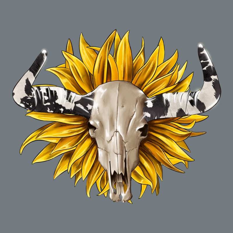 Cowhide Bull Skull And Sunflower Heavyweight Sweatshirt by BarkalooDesign | Teevron
