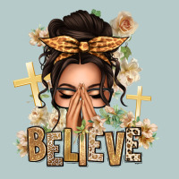 Believe Praying Caucasian Messy Bun Heavy Core Tee | Teevron
