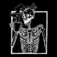 Distressed Skeleton Vintage Smiling Skull Drinking Coffee Heavyweight Sweatshirt | Teevron