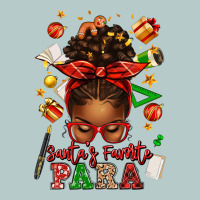 Santa's Favorite Para Afro Messy Bun Heavy Core Tee | Teevron