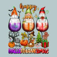 Happy Hallothanksmas Wine Glasses And Gnomes Heavy Core Tee | Teevron