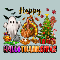 Happy Hallothanksmas With Ghost Turkey And Tree Heavy Core Tee | Teevron