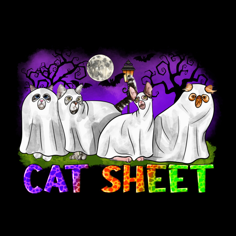 Cat Sheet Ghost Cats Halloween Ladies Tee by CowGirlArtShop | Teevron