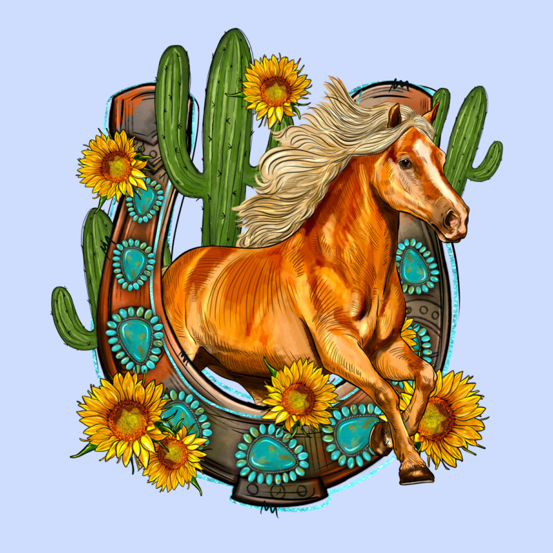 Western Horse Cactus Sunflowers Horseshoe Urban Heavy Tee by OliviaCreatesArt | Teevron