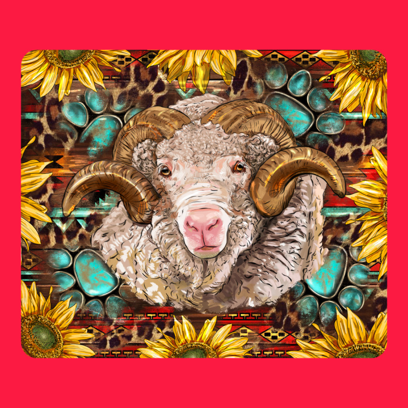 Merino Ram With Sunflowers And Gemstone Mousepad Zipper Hoodie by BarkalooDesign | Teevron