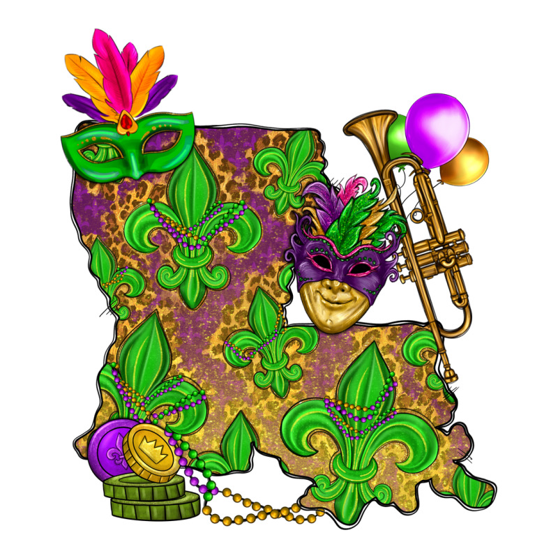 Louisiana Map Mardi Gras Premium Tee by HowdyJamesFarm | Teevron