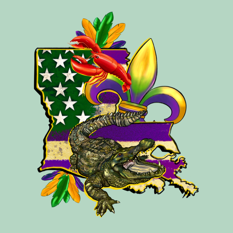 Louisiana Map American Flag Mardi Gras Classic Tee by CowGirlArtShop | Teevron