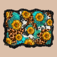 Cowhide Leopard Turquoise Sunflowers Pattern Olivia Urban Heavy Tee | Teevron