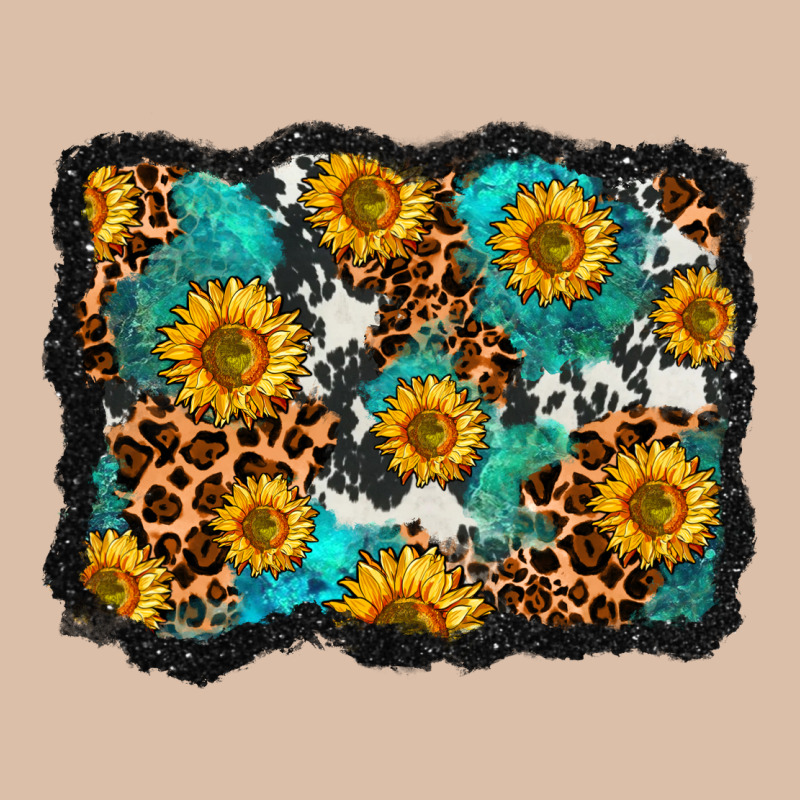 Cowhide Leopard Turquoise Sunflowers Pattern Olivia Urban Heavy Tee by OliviaCreatesArt | Teevron