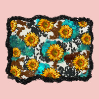 Cowhide  Turquoise Sunflowers Pattern Olivia Urban Heavy Tee | Teevron