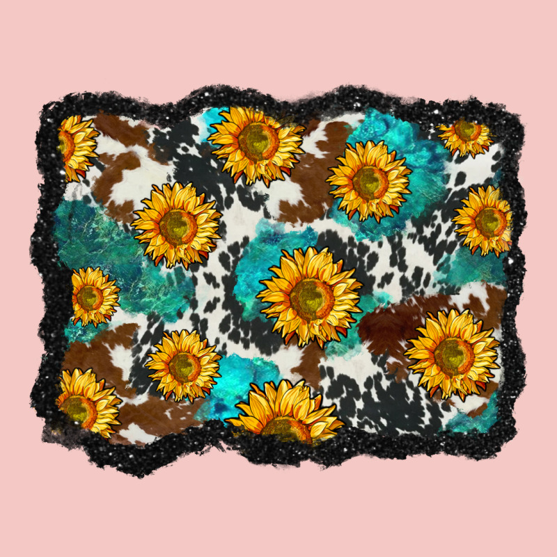 Cowhide  Turquoise Sunflowers Pattern Olivia Urban Heavy Tee by OliviaCreatesArt | Teevron