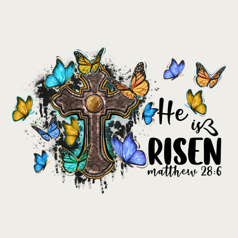 He Is Risen Matthew 28 6 Cross With Butterflies Cowhide Background Zipper Hoodie by BarkalooDesign | Teevron