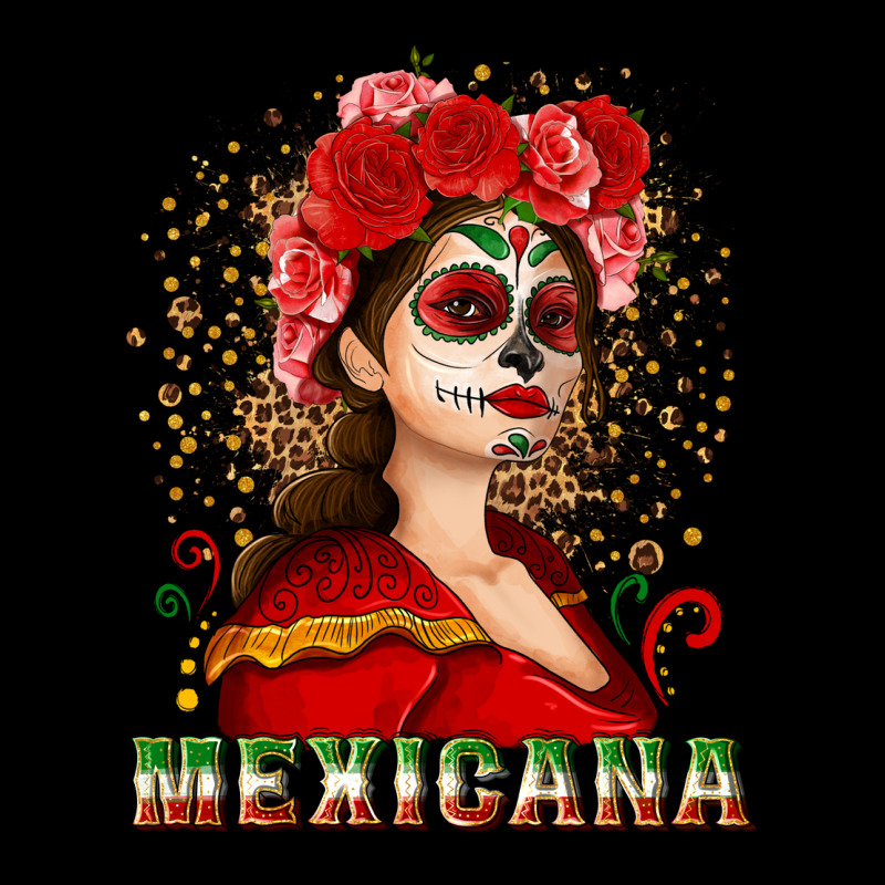 Sugar Skull Girl With Mexicana Heavy Core Tee by NancyCooperArtShop | Teevron