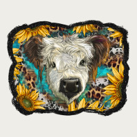 White Scottish Calf With Sunflowers Western  Background Zipper Hoodie | Teevron