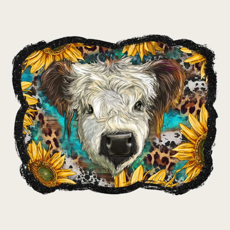 White Scottish Calf With Sunflowers Western  Background Zipper Hoodie by BarkalooDesign | Teevron