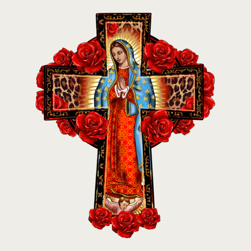Lady Of Guadalupe Rose Cross, Zipper Hoodie by BarkalooDesign | Teevron