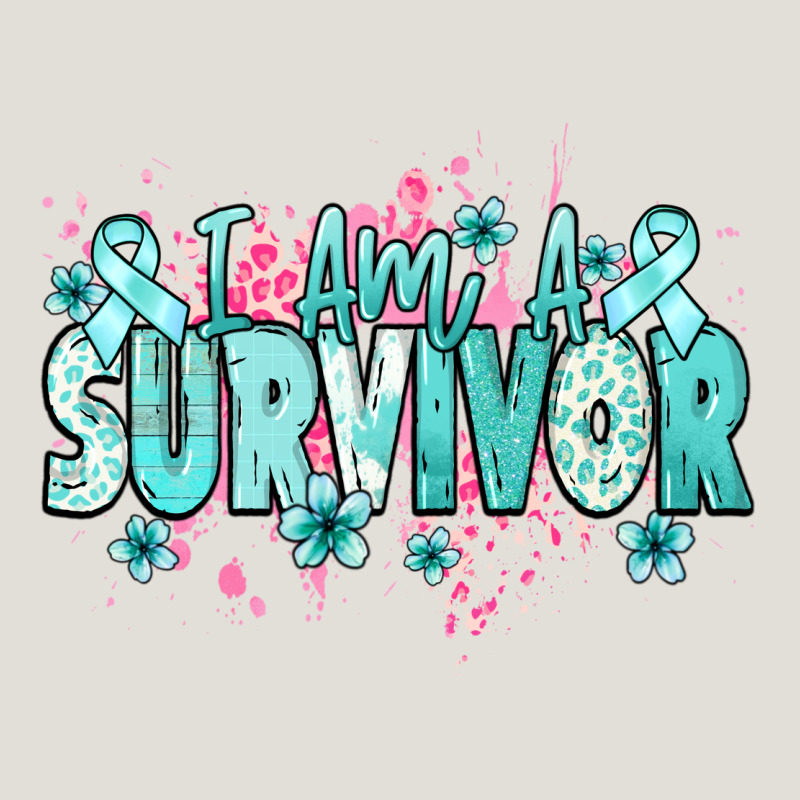 I Am A Survivor Teal Ribbon Ovarian Cancer Heavy Core Tee by NancyCooperArtShop | Teevron
