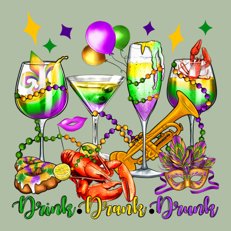 Drink Drank Drunk Mardi Gras Wine Glasses Olivia Urban Heavy Tee by OliviaCreatesArt | Teevron