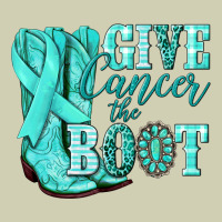 Give Cancer The Boot Ovarian Cancer Teal Ribbon Heavy Core Tee | Teevron