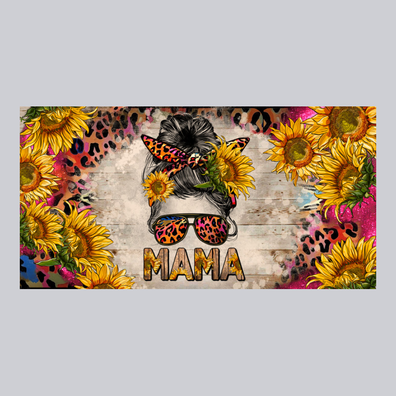 Mess Bun Mama With Sunflowers And Colorful Leopard License Plate Heavyweight Sweatshirt by BarkalooDesign | Teevron